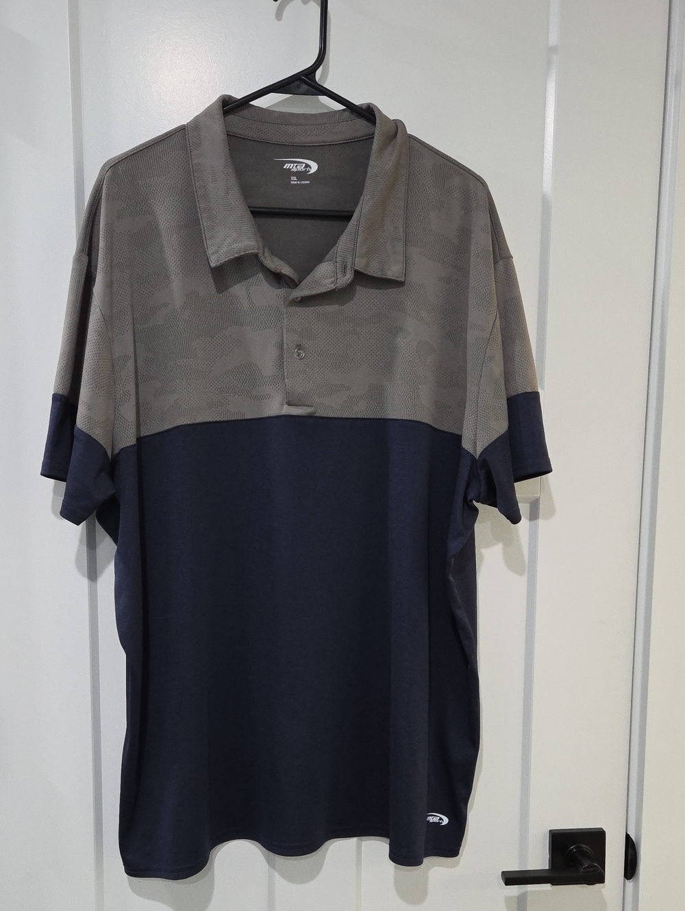 MTA Sport Two-Tone Navy and Gray Short-Sleeve Polo
